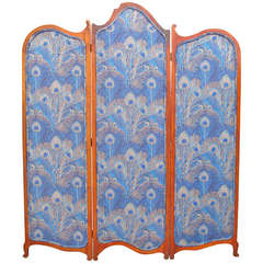 Mahogany William Morris Fabric Screen