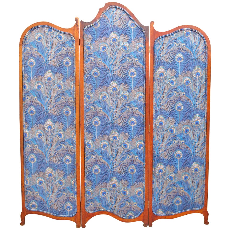 Mahogany William Morris Fabric Screen