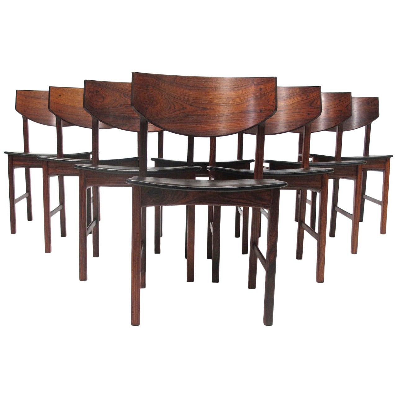 Eight Brazilian Rosewood Dining Chairs