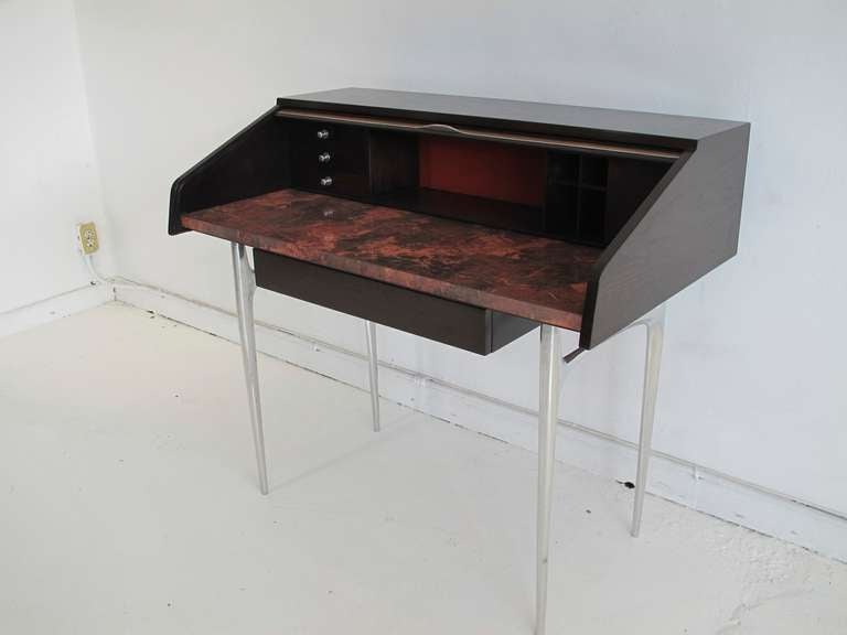 Wood Tambour Writing Desk by Donald Deskey for Charak Modern.