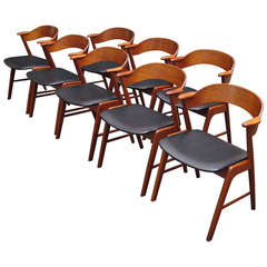 Eight Kai Kristiansen Danish Teak Dining Chairs