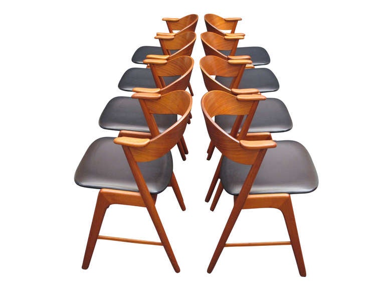 Mid-20th Century Eight Kai Kristiansen Danish Teak Dining Chairs