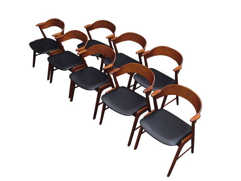 Eight Kai Kristiansen Danish Teak Dining Chairs 3