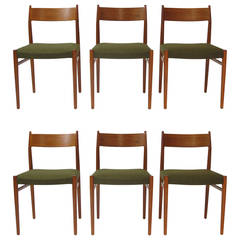 Six Arne Vodder Danish Teak Dining Chairs