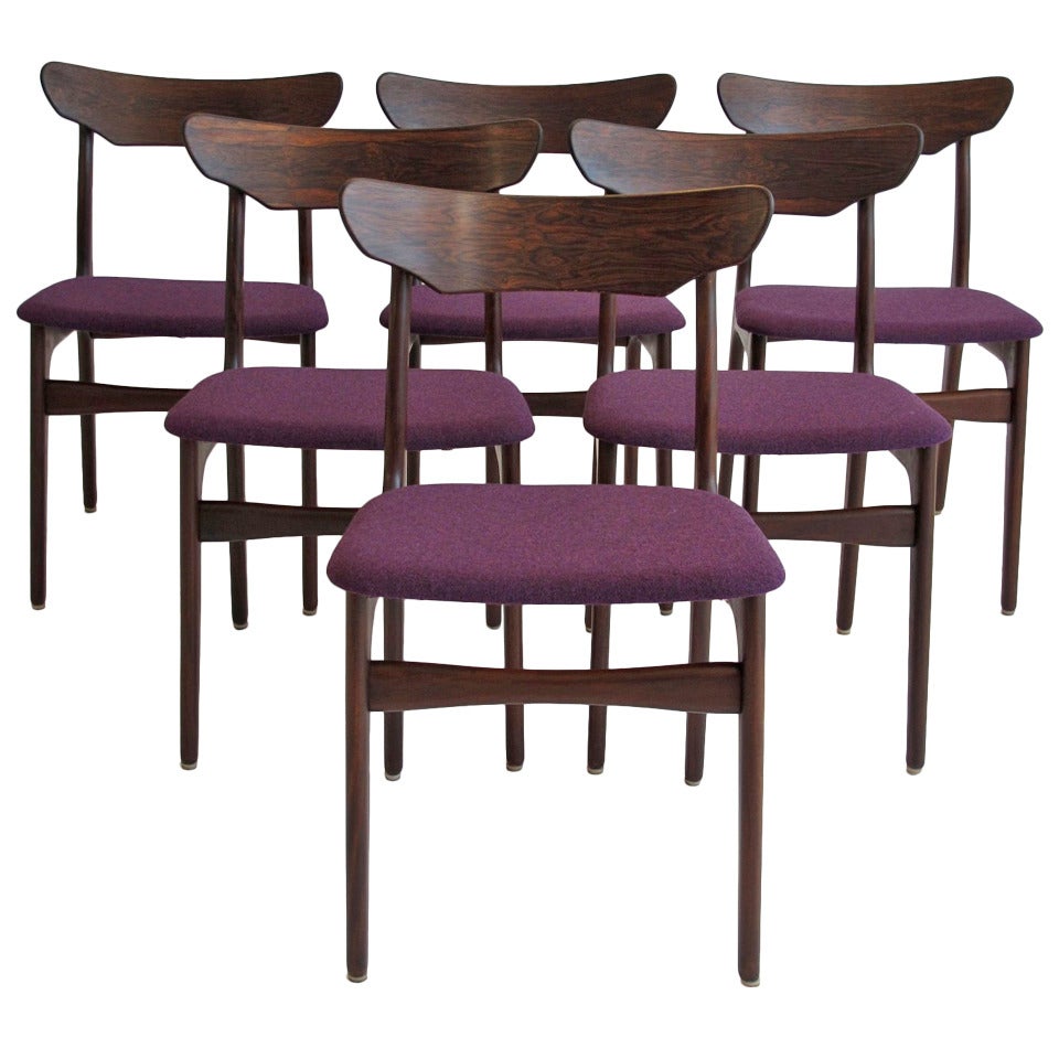 Six Mid-century Danish Brazilian Rosewood Dining Chairs