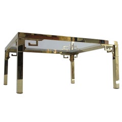 Mastercraft Polished Brass Coffee Table With Greek Key Design