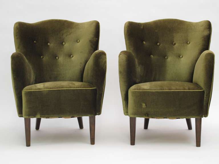 1940s Danish Mohair Club Chairs 4