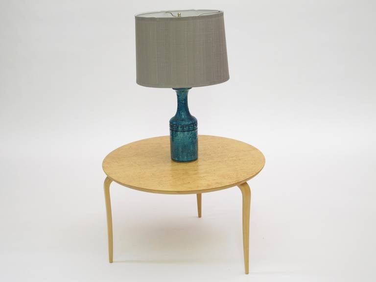 Scandinavian Modern Danish Ceramic Lamp in Aqua Blue Glaze