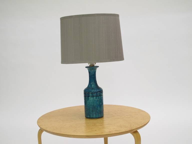 Danish Ceramic Lamp in Aqua Blue Glaze 2