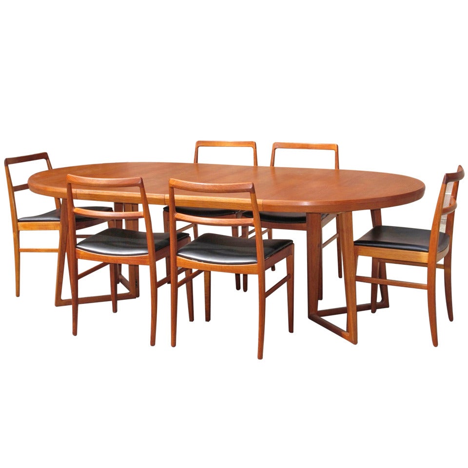 Henning Kjærnulf Teak Dining Set with Six Chairs