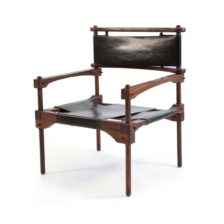 Mid-Century Modern Don Shoemaker Rosewood Perno Safari Chair