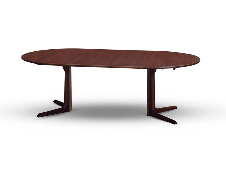 Danish Walnut Round Dining Table with Leaves