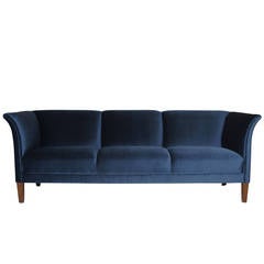 1930s Danish Navy Blue Mohair Sofa