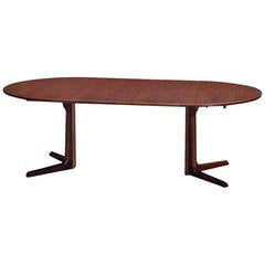 Danish Walnut Round Dining Table with Leaves