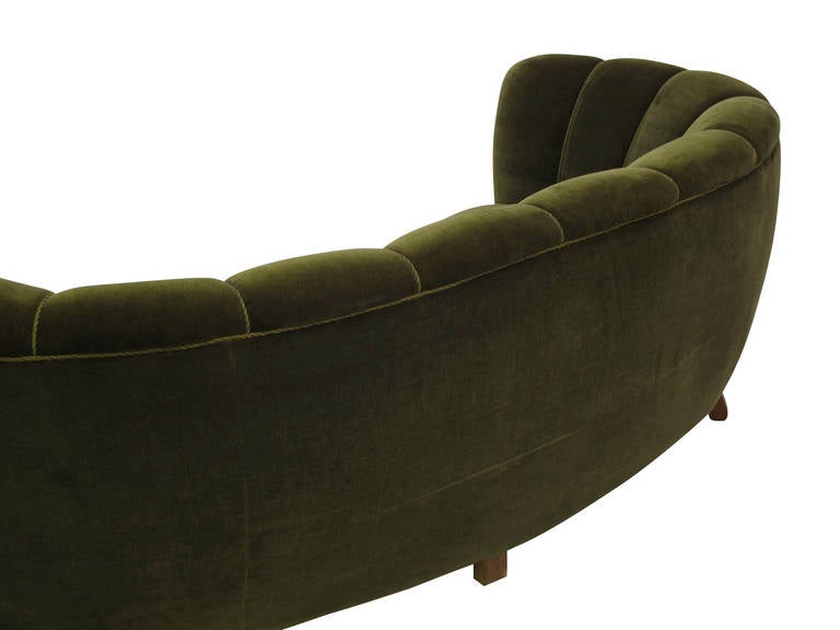 Mid-20th Century 1940s Scandinavian Deco Green Mohair Sofa