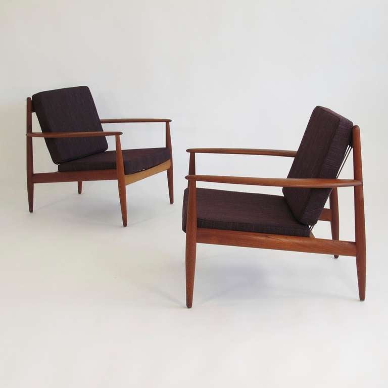 Scandinavian Modern Grete Jalk Danish Teak Lounge Chairs