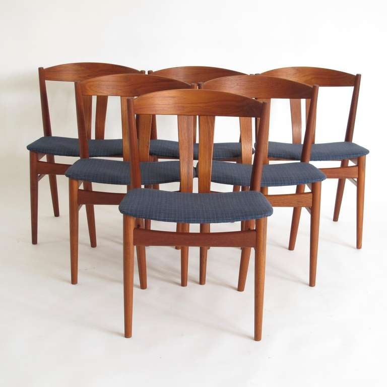 Danish Teak Curved Back Dining Chairs 4