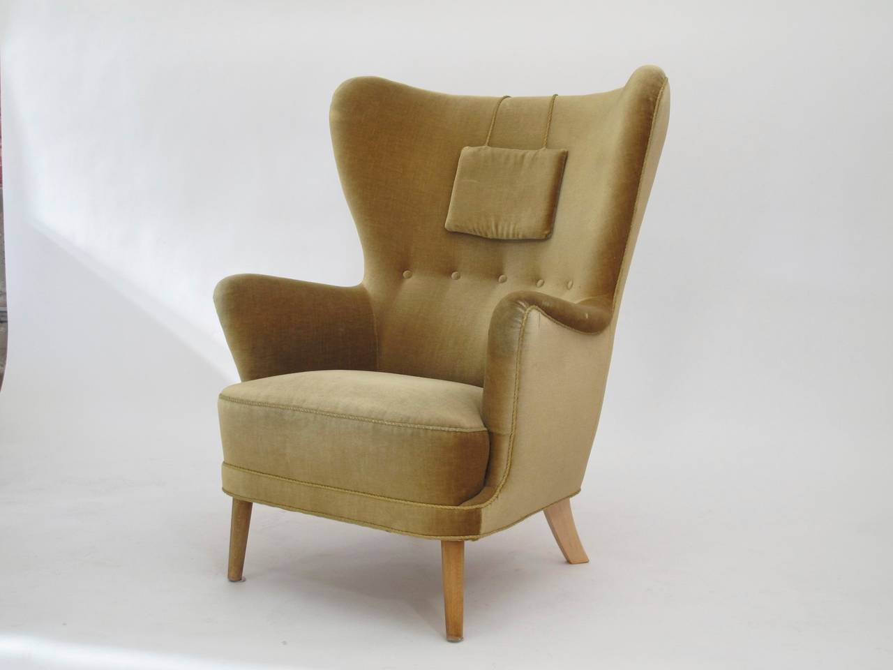 Danish Wingback Chair in Mohair 2