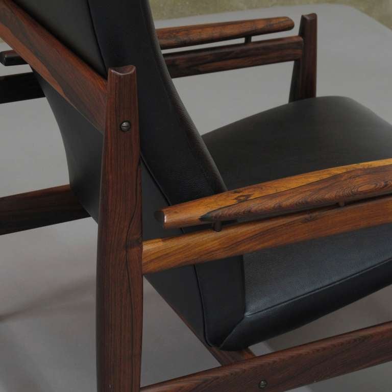 Leather Brazilian Rosewood Danish Lounge Chair