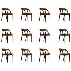 Set of Twelve Kai Kristiansen Danish Rosewood Chairs