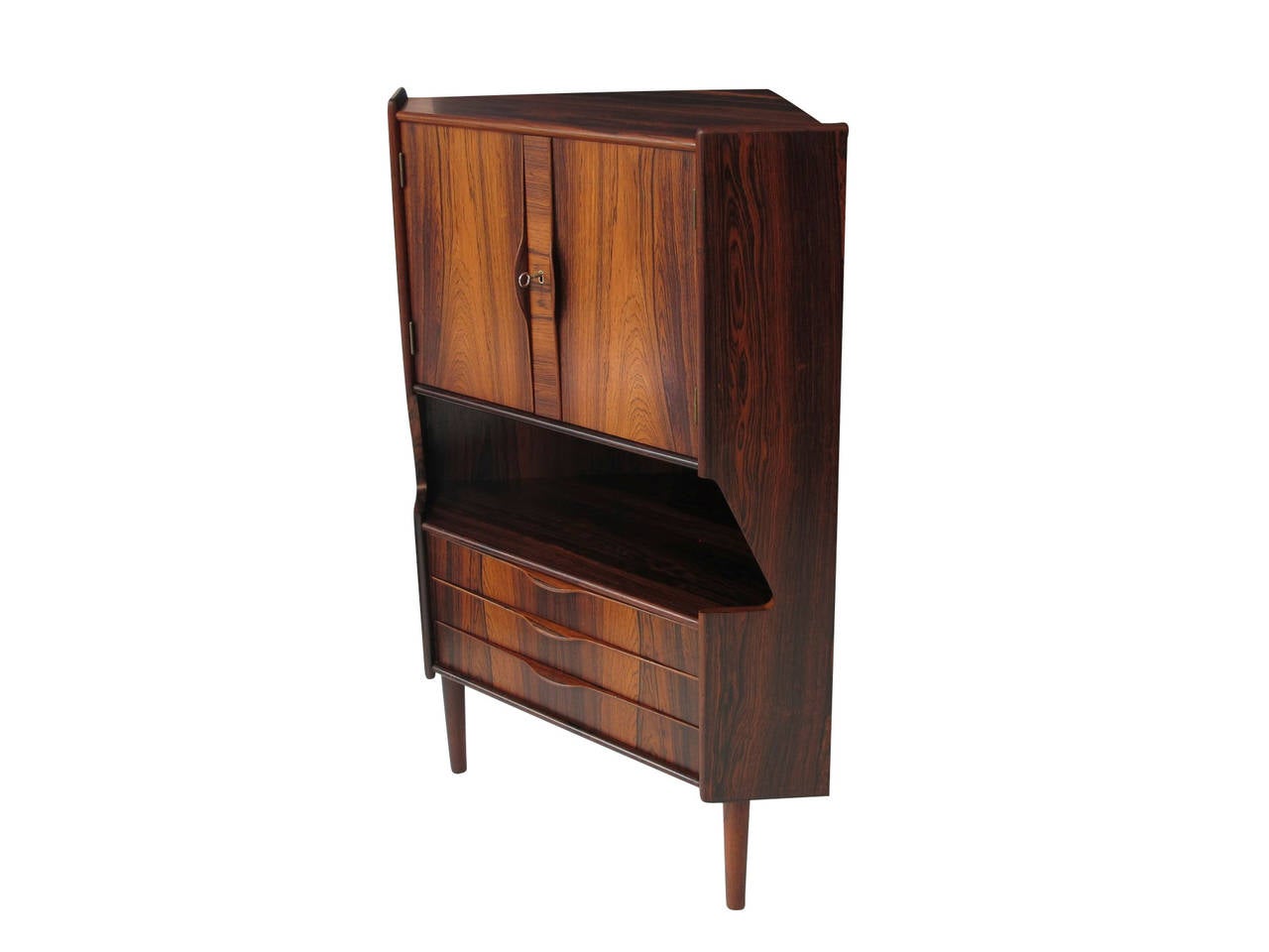 Danish Omann Jun Rosewood Bar Cabinet In Excellent Condition In Oakland, CA