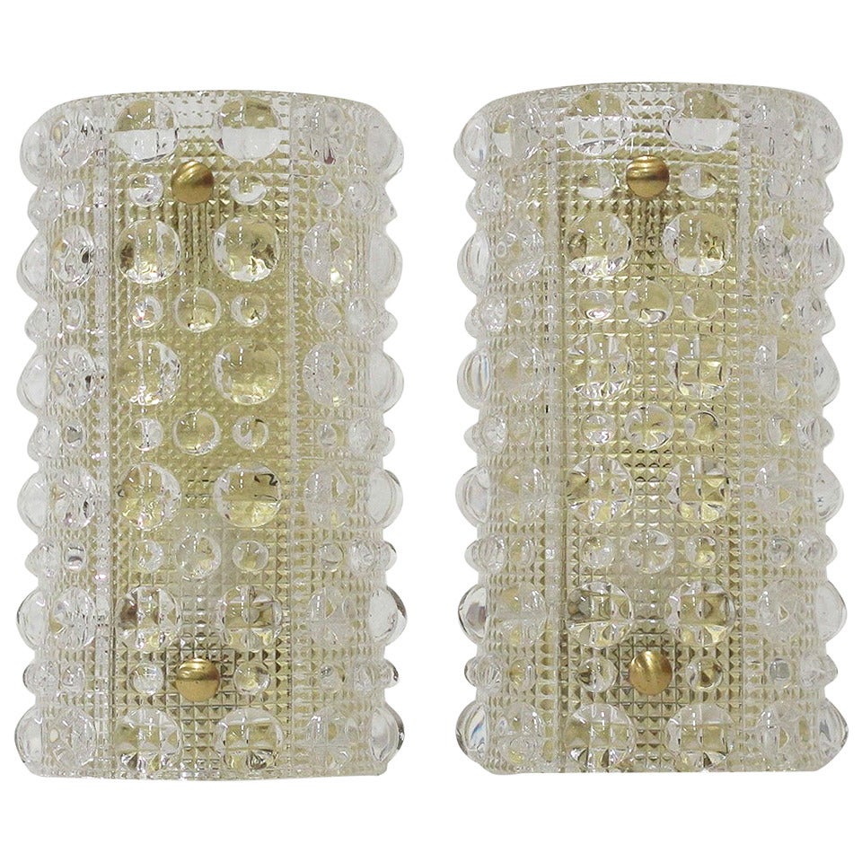 Orrefors Crystal Sconces by Carl Fagerlund