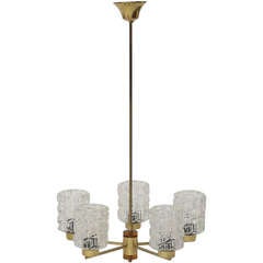 Orrefors Crystal and Brass Chandelier 1