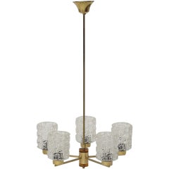 Orrefors Crystal and Brass Chandelier