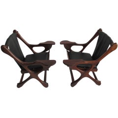 Vintage Don Shoemaker Cocobolo Sling Swinger Chairs