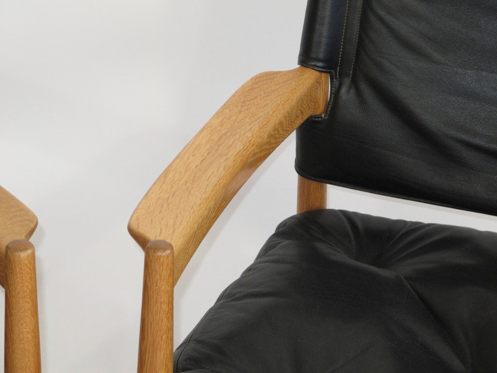 Mid-20th Century Swedish Black Leather Lounge Chairs