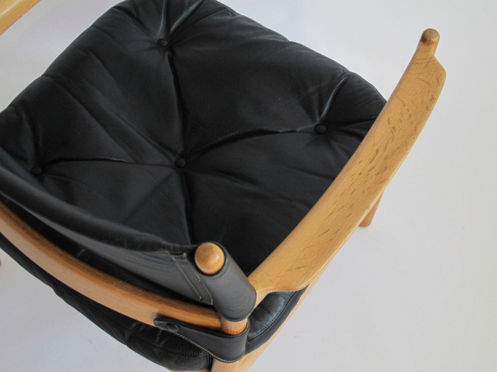 Swedish Black Leather Lounge Chairs 2