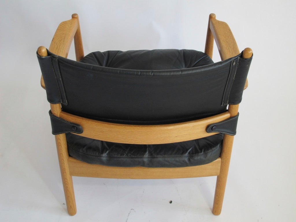 Swedish Black Leather Lounge Chairs 3
