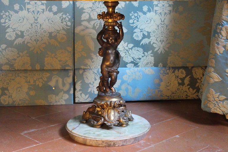 Italian onyx and bronze side table with putti 3