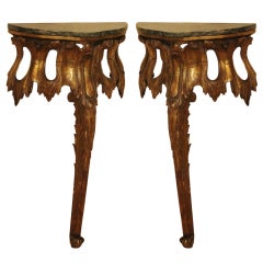 Pair of 19th Century Venetian Giltwood Consoles 5