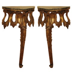 Pair of 19th Century Venetian Giltwood Consoles