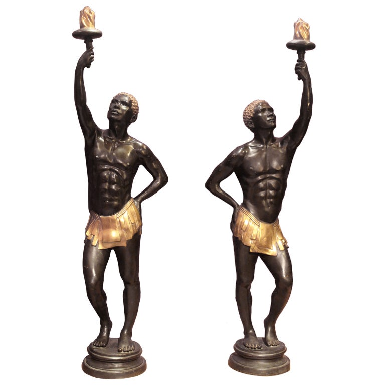 LifeSize Art Deco Bronze Nubian Blackamoor Figures For Sale at 1stdibs