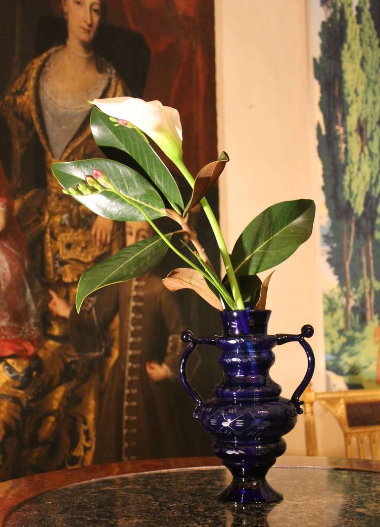 Blue Cobalt Murano Vase In Excellent Condition In Firenze, IT