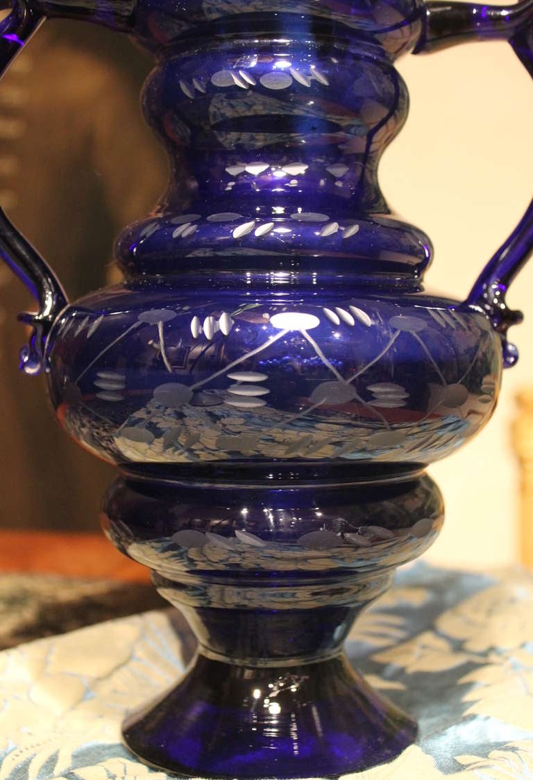 19th Century Blue Cobalt Murano Vase