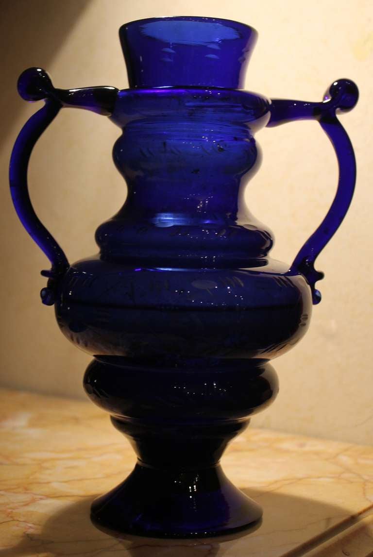 cobalt blue murano glass vase