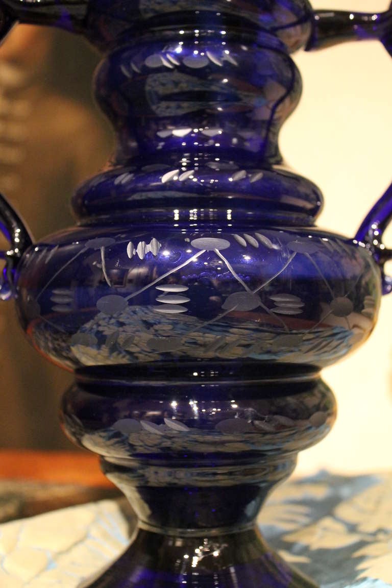 Italian Blue Cobalt Murano Vase