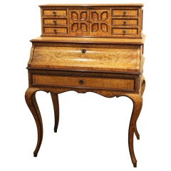 Antique Burr Oak Drop- Front Writing Desk