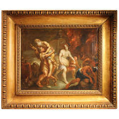 Oil on Canvas Featuring Aeneas Escaping from Burning Troy with His Father 8