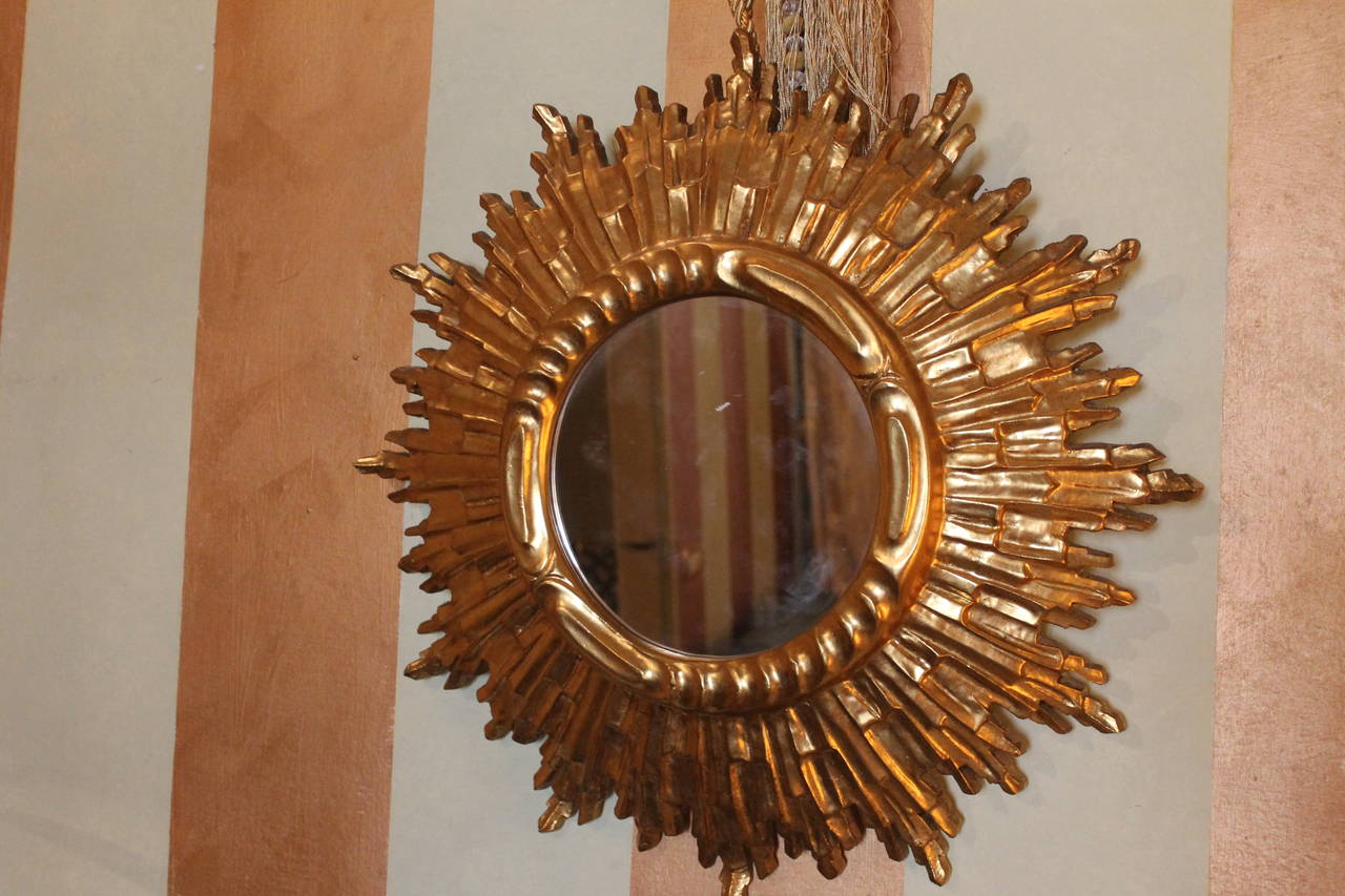 Italian 20th Century Giltwood Sunburst Mirror 1