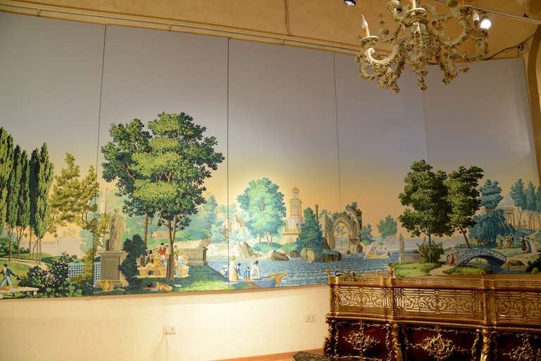 A Huge Zuber Scenic Wallpaper feat.The French Garden In Excellent Condition In Firenze, IT