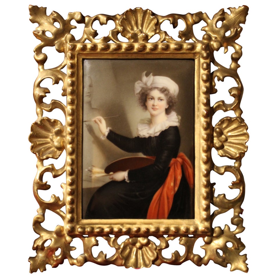 A late 18th C. Painted Porcelain Plaque Elisabeth Vigée Le Brun Self Portrait