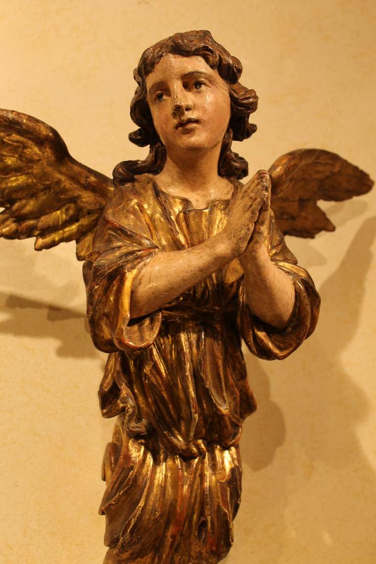 An Italian Wooden Pair Of Angels 1
