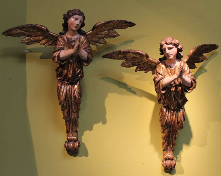 An Italian Wooden Pair Of Angels 4