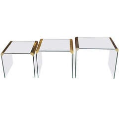 A Set of 3 Pace Collection Glass Occasional Tables