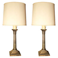 Pair of Late 19th Century Italian Silver Table Lamps