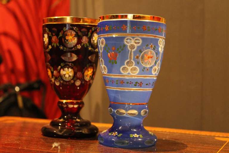 Four Fine Bohemian, Early 20th Century, Cut Crystal Glasses In Good Condition For Sale In Firenze, IT